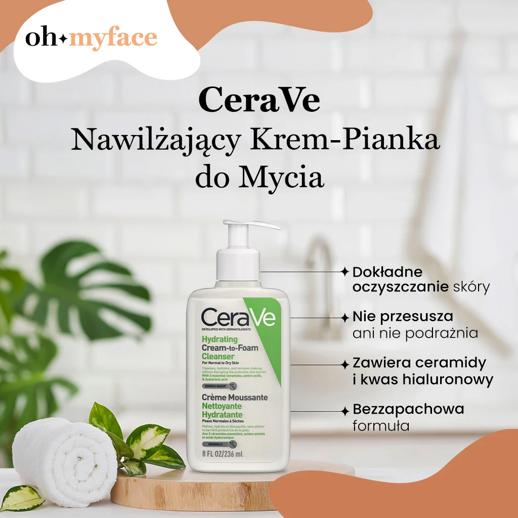 CeraVe Nawilżający Krem-Pianka do Mycia infografika