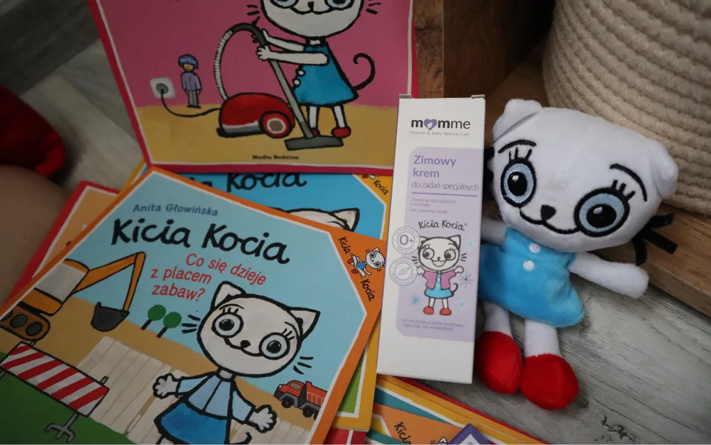 Książki o Kici Koci, maskotka Kicia Kocia i krem na zimę dl zadań specjalnych Kicia Kocia