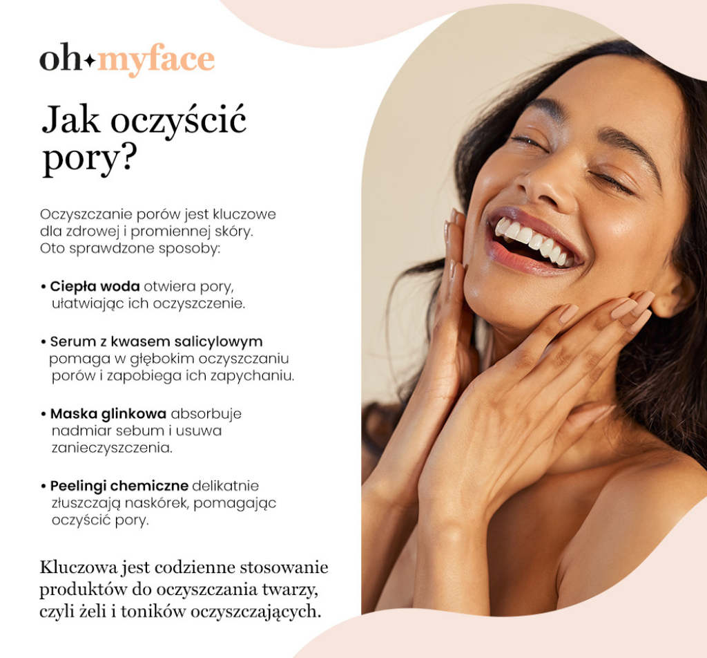 Infografika Oh My Face o oczyszczaniu porów twarzy