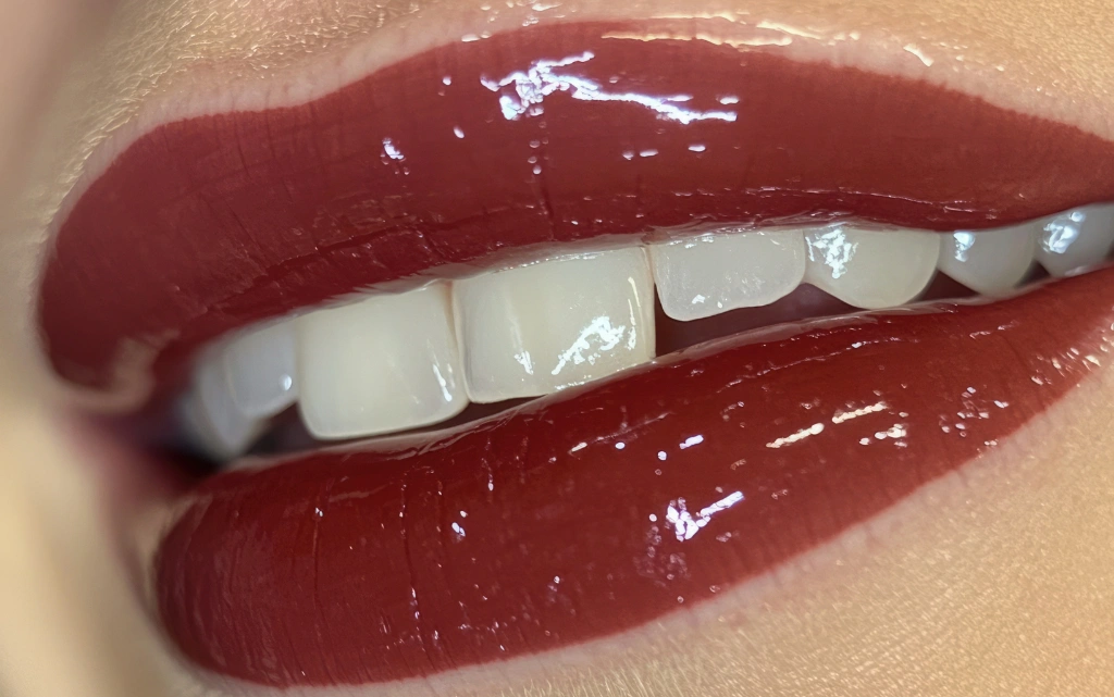 Modnie pomalowane usta w kolorze cherry cola