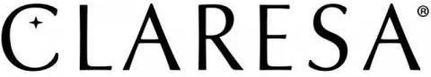 Logo "CLARESA" zapisane czarną elegancką czcionką, gwiazdka w literze C, znak ®, na białym tle.