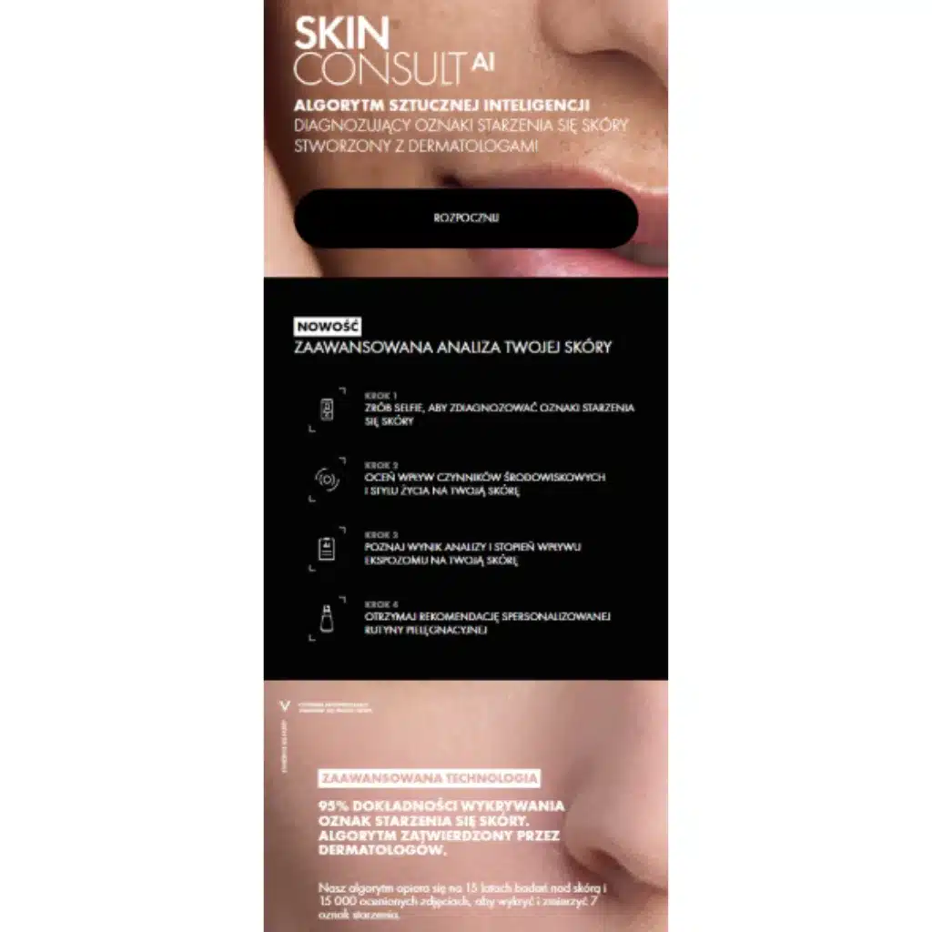 Strona z aplikacją do analizy stanu skóry SKINCONSULT AI Vichy