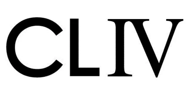Litery "CLIV" w czarnym, szeryfowym kroju, ustawione obok siebie na białym tle.