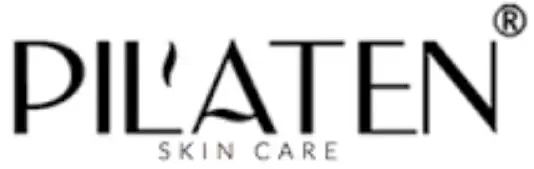 Logo marki Pil'aten — duży napis "PIL'ATEN" z mniejszym "SKIN CARE" na białym tle.