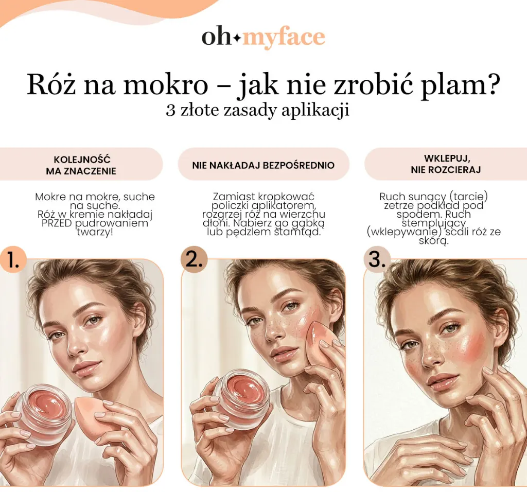Infografika Oh My Face o aplikacji pudru na mokro
