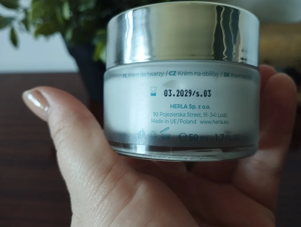 Krem na dzień Herla BioAlga Collagen - tył opakowania szklanego