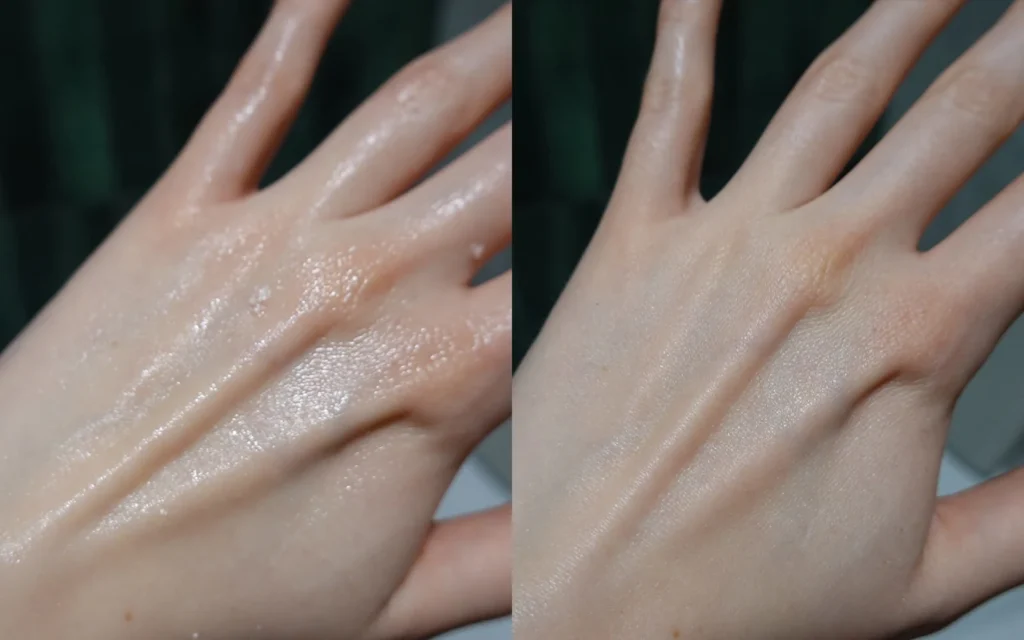 Różowa baza pod makijaż Bielenda Make-Up Academie Pearl Base - efekt przed i po aplikacji na skórę