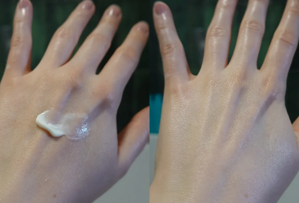 Krem na noc z ceramidami Bielenda Professional Barrier Renew przed i po aplikacji na skórę